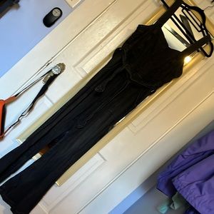 Anthropologie Pilcro denim flared jumpsuit with tie belt size 6
